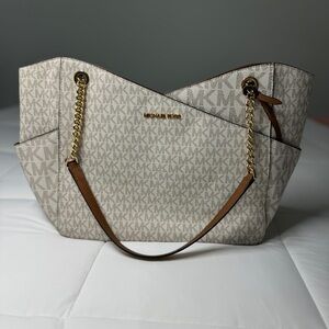 Michael Kors Beige Monogram Shoulder Bag